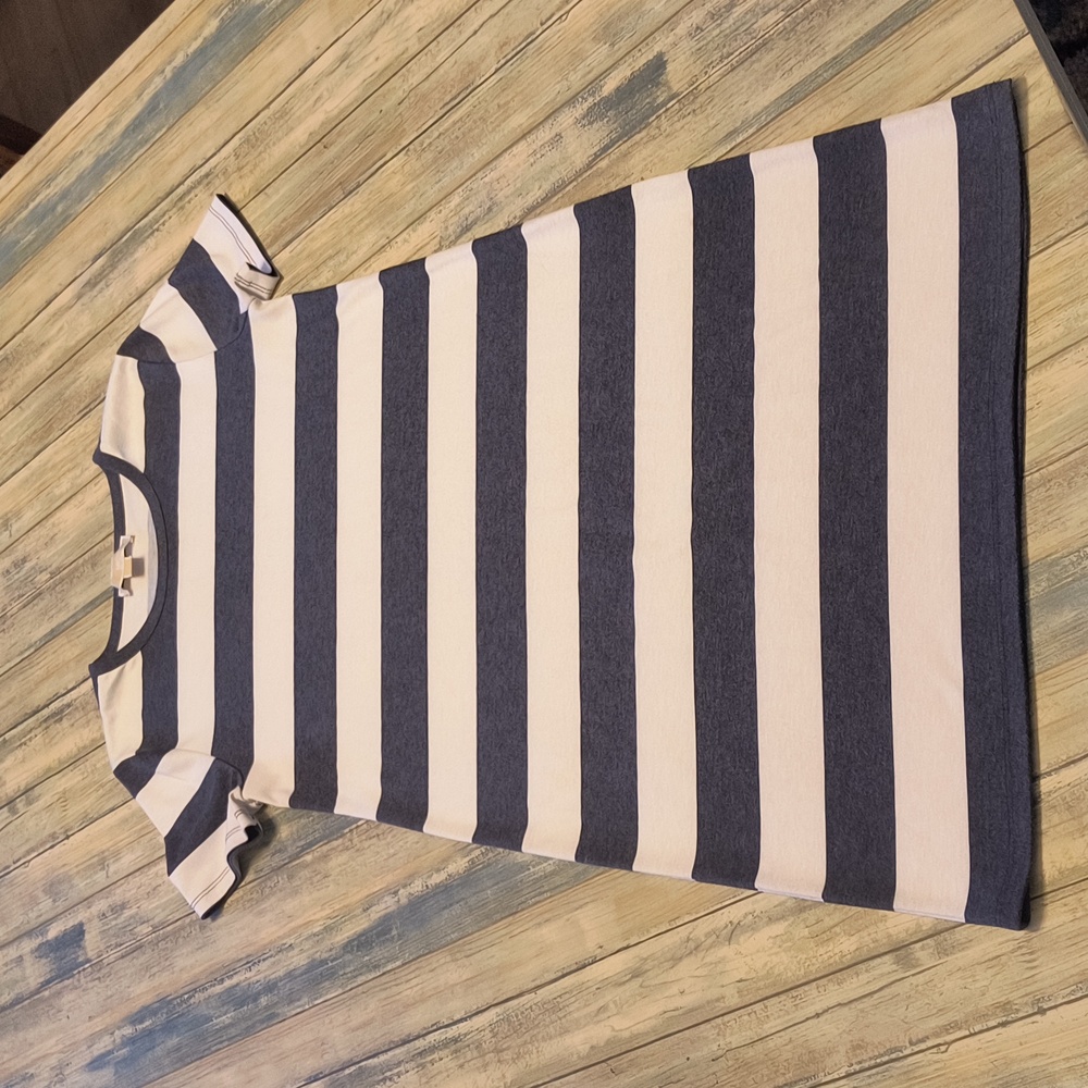 MICHAEL KORS White/Blue Striped Shirt Dress Sz M